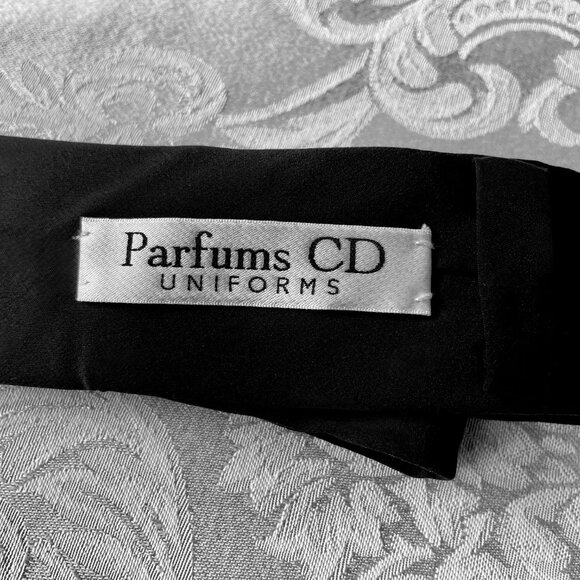 Authentic Christian Dior Parfums CD Uniform Black Silk Skinny Tie 2" Wide - Picture 3 of 4